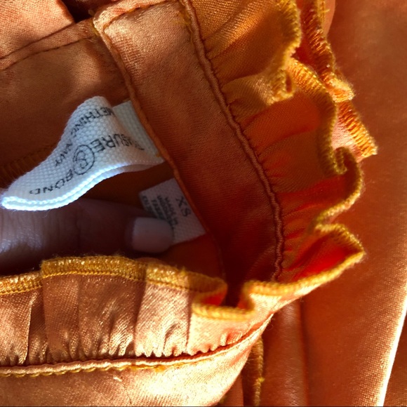 TB x Something Navy Yellow Orange Satin Ruffle Top - Picture 7 of 8